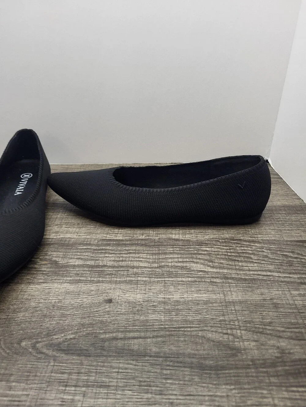 VIVAIA Aria Black Knit Slip on Washable Pointed Toe Ballet Flats EU 42 US 10.5